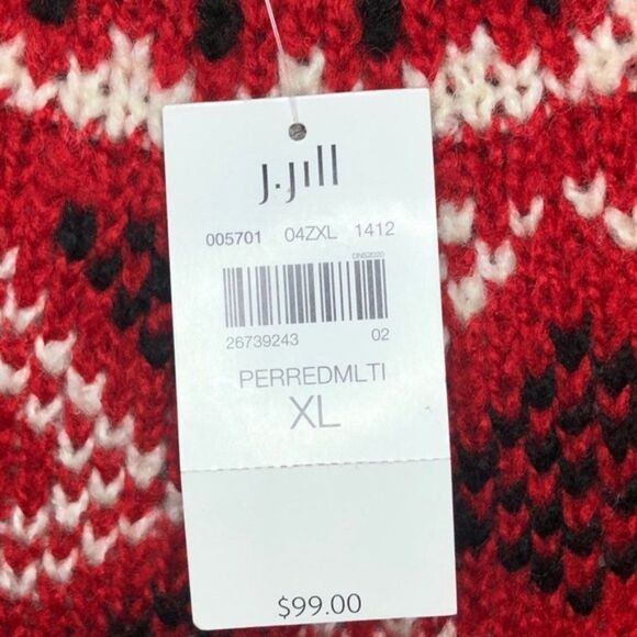 J Jill Red Sweater Fair Isle New W Tags Size XL Y - Picture 8 of 13